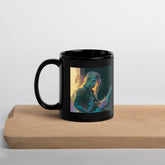 Close-up of the elegant NS-821 black glossy mug.